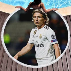 Luka Modric Powerful Football Player Round Beach Towel 1