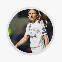 Luka Modric Powerful Football Player Round Beach Towel