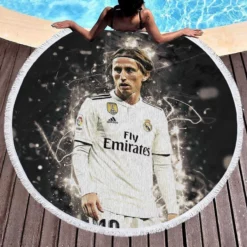 Luka Modric  Real Madrid Football Player Round Beach Towel 1