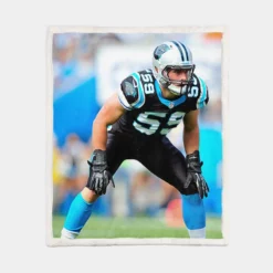 Luke Kuechly Professional NFL Football Player Sherpa Fleece Blanket 1