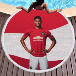 Man United Marcus Rashford Football Player Round Beach Towel 1