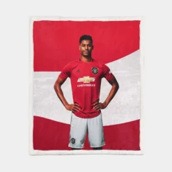Man United Marcus Rashford Football Player Sherpa Fleece Blanket 1