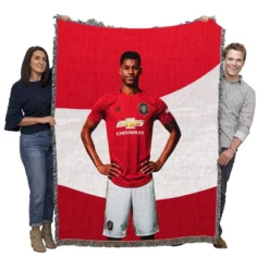 Man United Marcus Rashford Football Player Woven Blanket