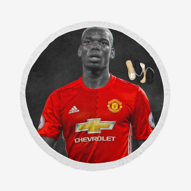 Man United Sports Player Paul Pogba Round Beach Towel