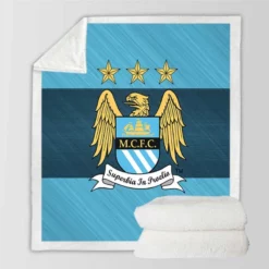 Manchester City FC Exciting Soccer Club Sherpa Fleece Blanket