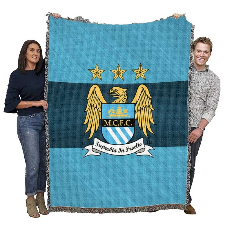 Manchester City FC Exciting Soccer Club Woven Blanket