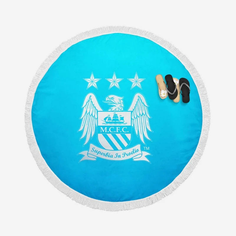 Manchester City FC Premier League Club Round Beach Towel