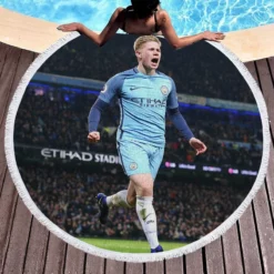 Manchester City Football Player Kevin De Bruyne Round Beach Towel 1