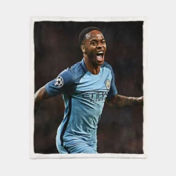 Manchester City Football Player Raheem Sterling Sherpa Fleece Blanket 1