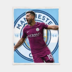 Manchester City  Sergio Aguero Sherpa Fleece Blanket 1