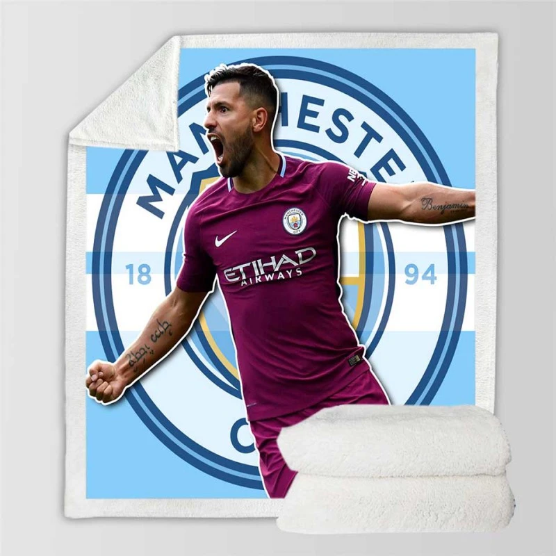 Manchester City  Sergio Aguero Sherpa Fleece Blanket