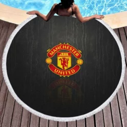 Manchester United FC Energetic Football Player Round Beach Towel 1