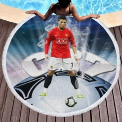 Manchester United Football Player Cristiano Ronaldo Round Beach Towel 1