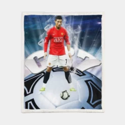 Manchester United Football Player Cristiano Ronaldo Sherpa Fleece Blanket 1