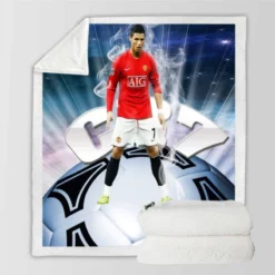 Manchester United Football Player Cristiano Ronaldo Sherpa Fleece Blanket