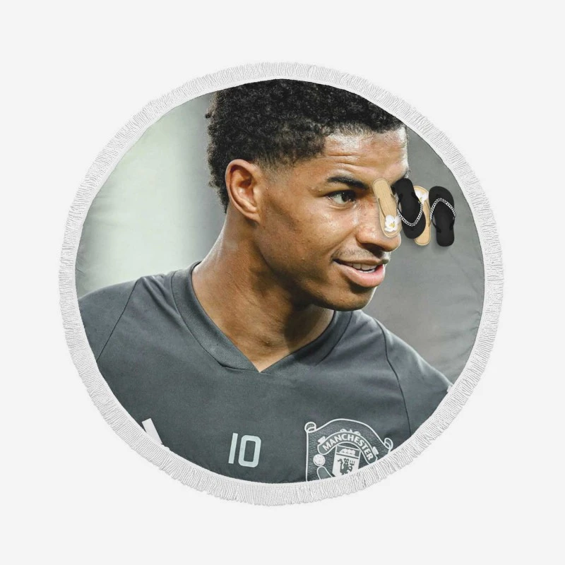 Manchester United Footballer Marcus Rashford Round Beach Towel