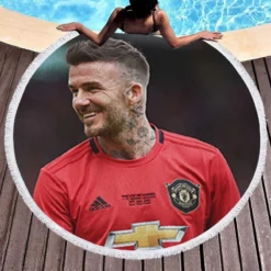 Manchester United Player David Beckham Round Beach Towel 1