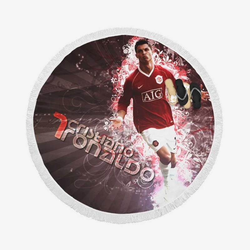 Manchester United Young Cristiano Ronaldo Round Beach Towel