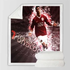 Manchester United Young Cristiano Ronaldo Sherpa Fleece Blanket