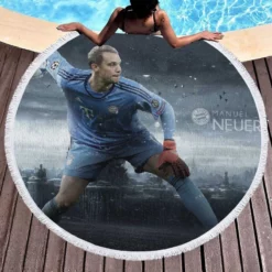 Manuel Neuer Powerful German Football Player Round Beach Towel 1