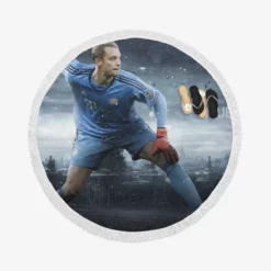 Manuel Neuer Powerful German Football Player Round Beach Towel