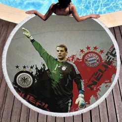 Manuel Neuer Professional German Football Player Round Beach Towel 1