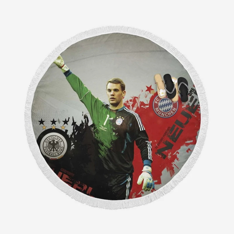 Manuel Neuer Professional German Football Player Round Beach Towel