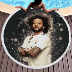 Marcelo  Copa del Rey Real Madrid Round Beach Towel 1