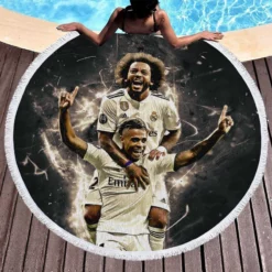 Marcelo & Mariano  Real Madrid Round Beach Towel 1