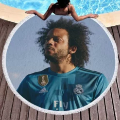 Marcelo Vieira Competitive Football Player Round Beach Towel 1