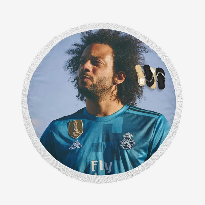 Marcelo Vieira Competitive Football Player Round Beach Towel