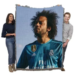 Marcelo Vieira Competitive Football Player Woven Blanket