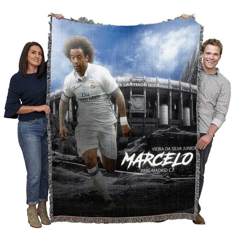 Marcelo Vieira da Silva Junior La Liga Soccer Player Woven Blanket