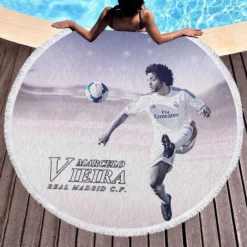 Marcelo Vieira da Silva Junior Soccer Player Round Beach Towel 1