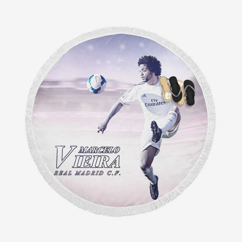 Marcelo Vieira da Silva Junior Soccer Player Round Beach Towel