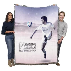 Marcelo Vieira da Silva Junior Soccer Player Woven Blanket