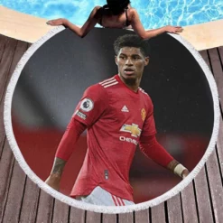 Marcus Rashford Celebrated FA Cup Football Player Round Beach Towel 1