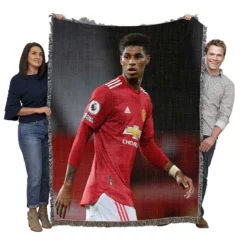 Marcus Rashford Celebrated FA Cup Football Player Woven Blanket