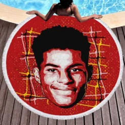 Marcus Rashford Committed Sports Player Round Beach Towel 1