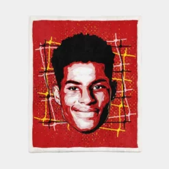 Marcus Rashford Committed Sports Player Sherpa Fleece Blanket 1