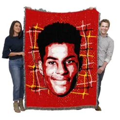 Marcus Rashford Committed Sports Player Woven Blanket