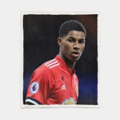 Marcus Rashford Confident United Sports Player Sherpa Fleece Blanket 1