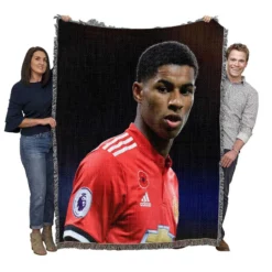 Marcus Rashford Confident United Sports Player Woven Blanket