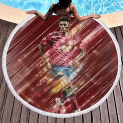 Marcus Rashford Elite United Sports Player Round Beach Towel 1