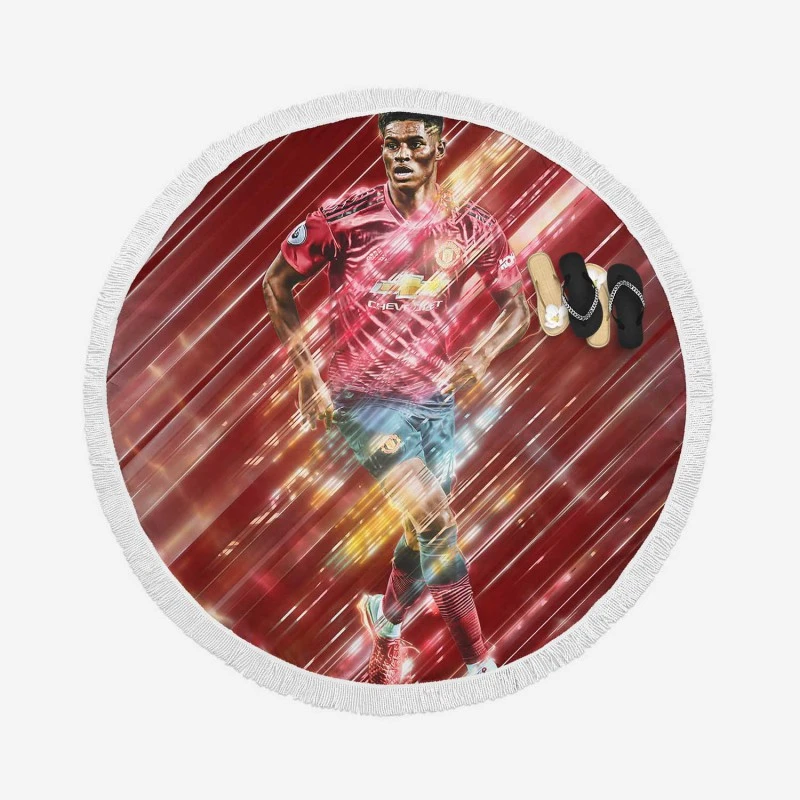 Marcus Rashford Elite United Sports Player Round Beach Towel