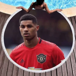 Marcus Rashford Premier League Soccer Player Round Beach Towel 1