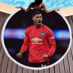 Marcus Rashford Sportive Football Player Round Beach Towel 1