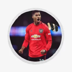 Marcus Rashford Sportive Football Player Round Beach Towel