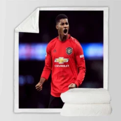 Marcus Rashford Sportive Football Player Sherpa Fleece Blanket