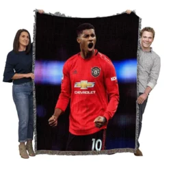 Marcus Rashford Sportive Football Player Woven Blanket